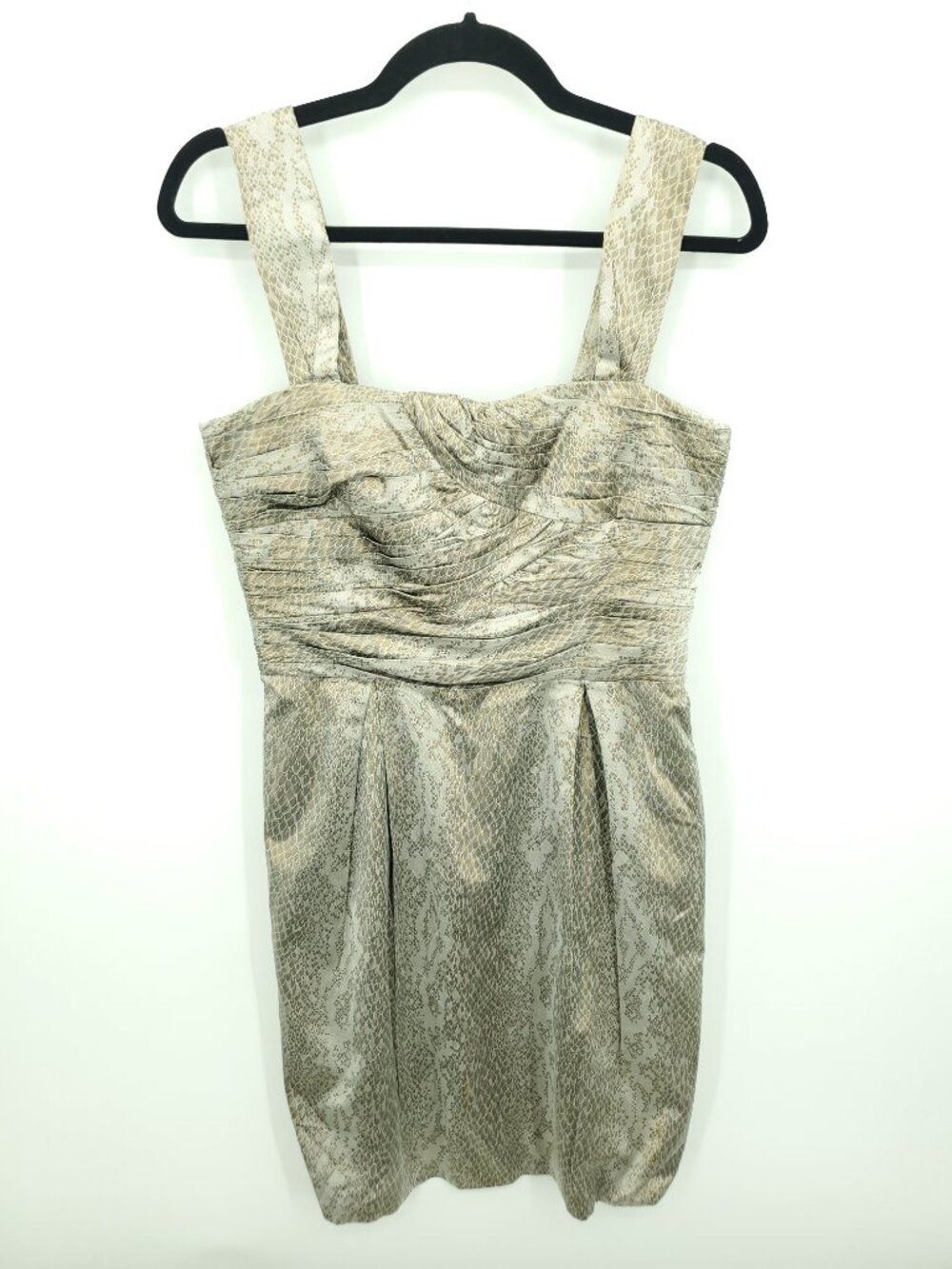 DVF Treenie Snake Print Bubble Hem Sleeveless Mini Dress Sz 8 Tan/Gold Print